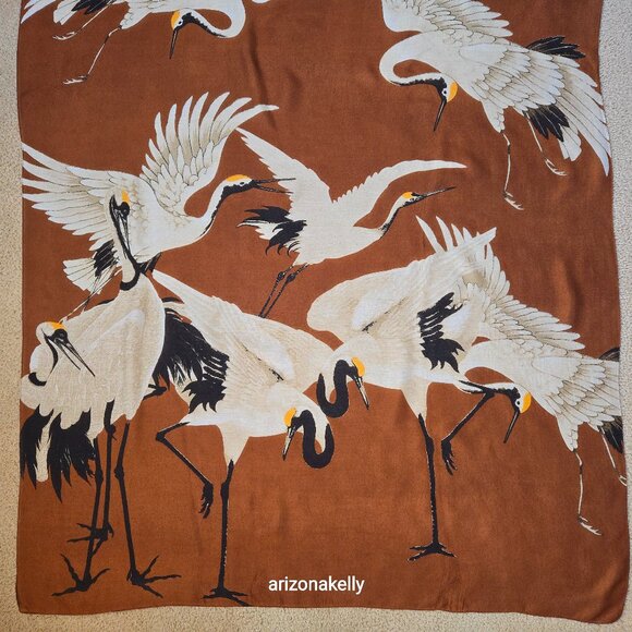 One Hundred Stars Accessories - NWT One Hundred Stars Scarf Cranes Bird